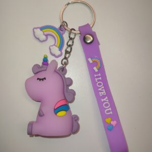 Porte clé avec breloque licorne