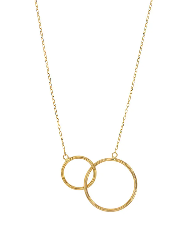 Collier cercles entrelacés en or jaune 750/1000