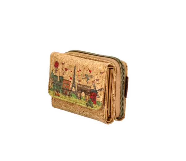 Portefeuille double compartiment en liège