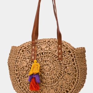 Sac en paille tressé rond souple