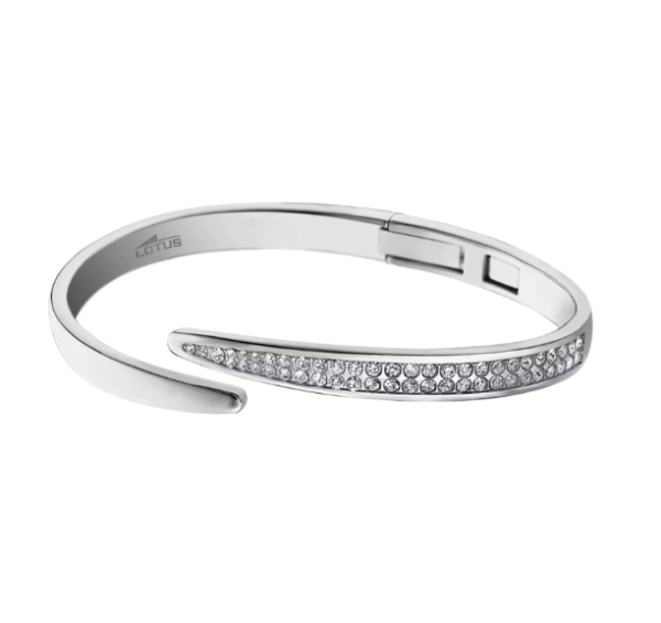Jonc ouvert Lotus avec strass