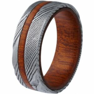Bague large acier/bois