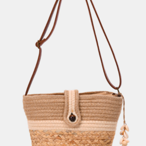 Sac en paille avec bandoulière coquillage