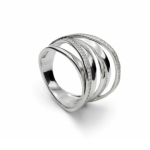 Bague large argent avec oxydes
