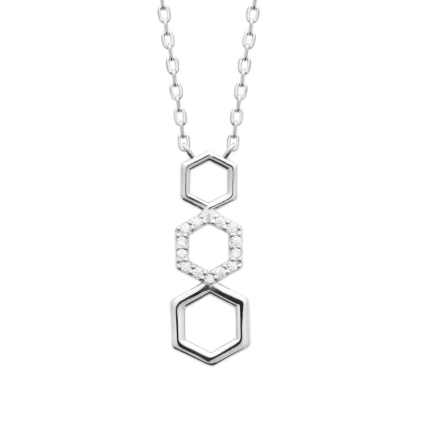 Collier argent 3 octogones avec oxydes