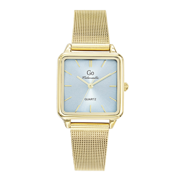 Montre Go Mademoiselle doré fond bleu