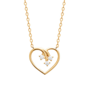 Collier plaqué or coeur avec oxydes de zirconium