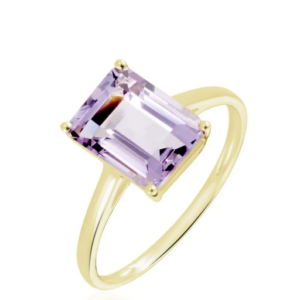 Bague Solitaire or jaune 375/1000 Améthyste