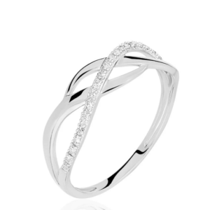 Bague en or blanc 750/1000 avec oxydes