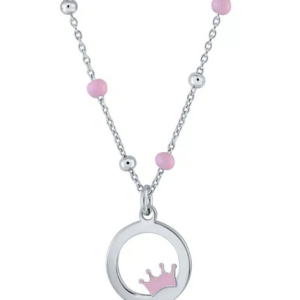 Collier Lapetra en argent couronne rose