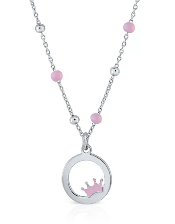Collier Lapetra en argent couronne rose