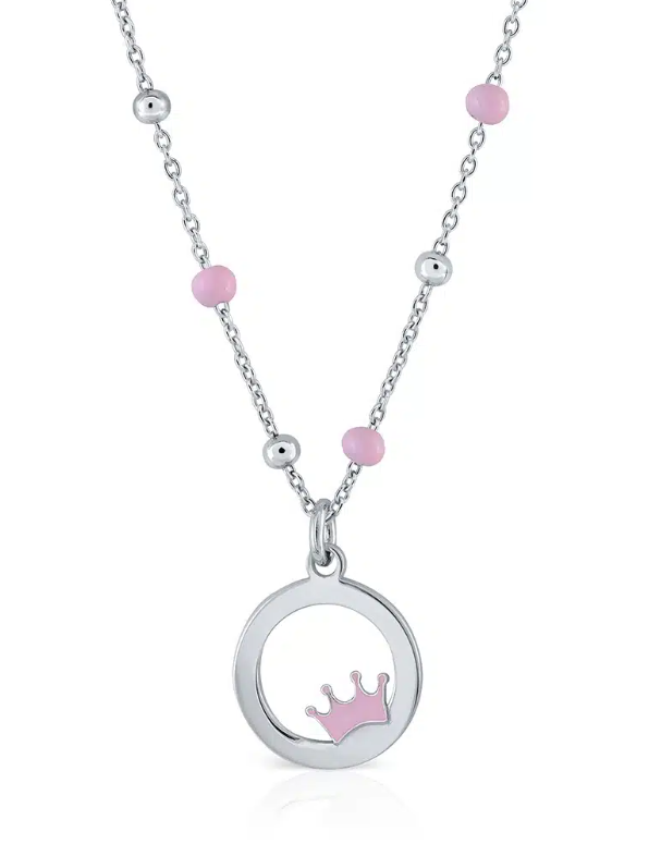 Collier Lapetra en argent couronne rose