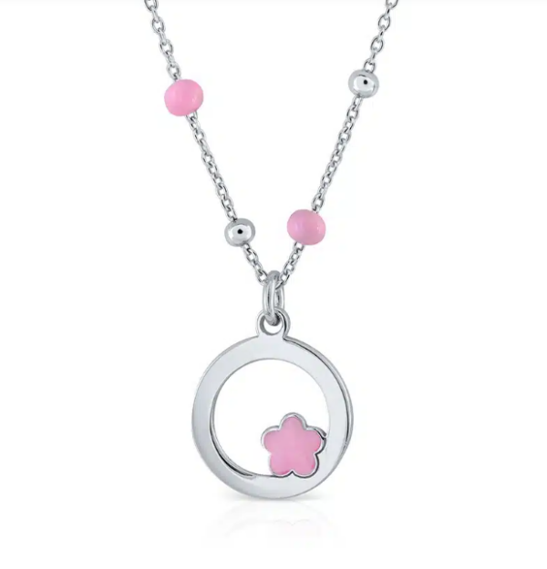 Collier Lapetra en argent fleur rose