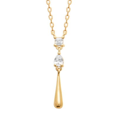 Collier goutte en plaqué or avec oxydes