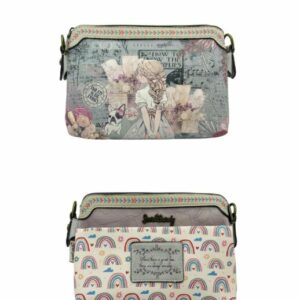 Sac à bandoulière large rose clair/bleu clair