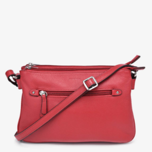 Sac bandoulière Zevento en cuir rouge
