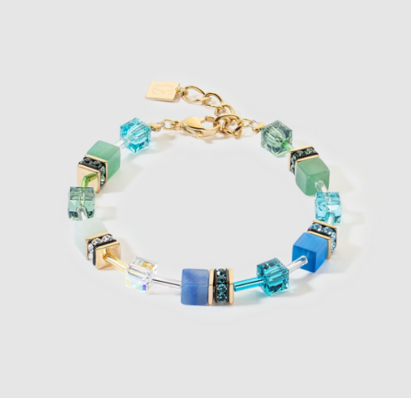 Bracelet GeoCUBE Coeur de Lion doré bleu/vert