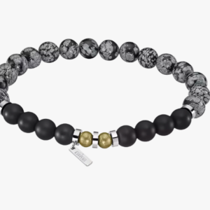 Bracelet Lotus Style boules noires / grises