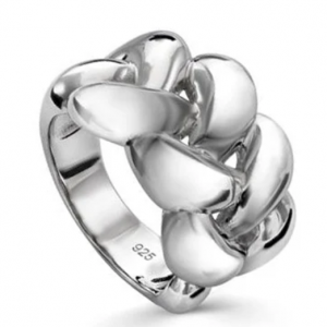 Bague large design entrelacé et lisse – Line Argent