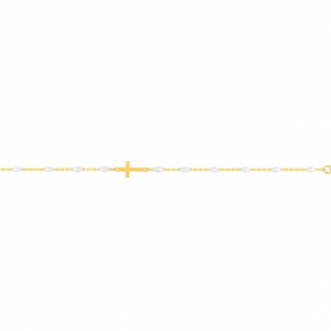 Braclet Croix, Blanc & Plaqué Or