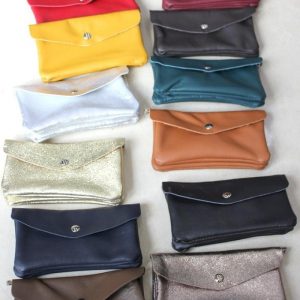 Porte monnaie en cuir grainé