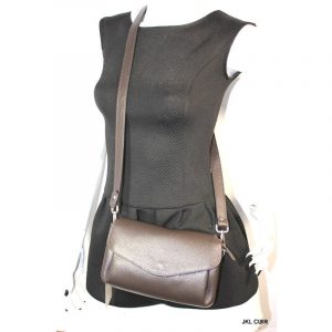 Sac pochette bandoulière en cuir marron