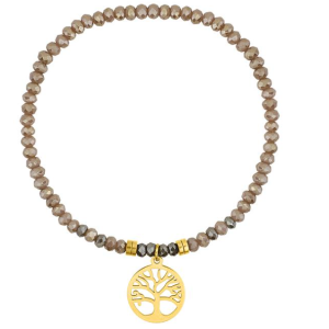 Bracelet cristal rose avec arbre de vie doré