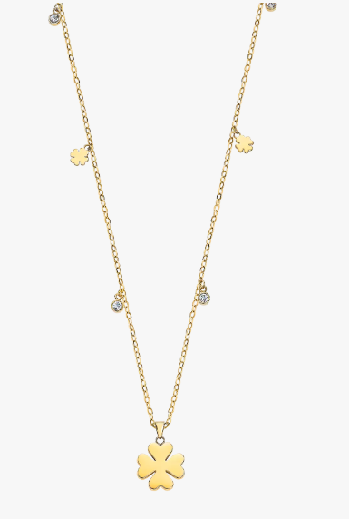 Collier Doré Fantaisie Lotus Tréfle