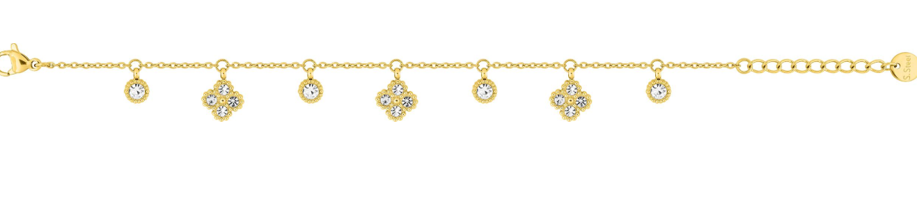 Bracelet Acier Doré et Cristaux