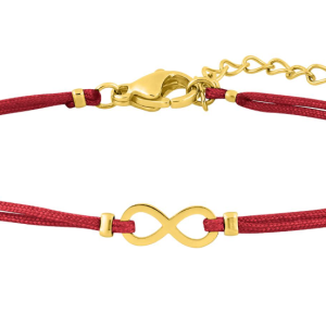 Bracelet Cordon Rouge et Acier Doré Infini