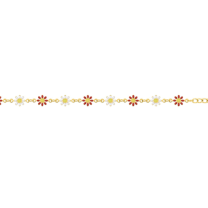 Bracelet Fleurs multicolore et Acier Doré