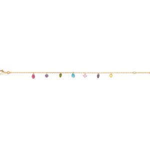 Bracelet plaqué Or et pierre colorés