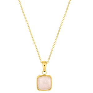 Collier Femme Quartz Rose, Acier Doré
