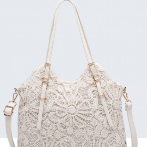 Sac à main en textile crocheté blanc