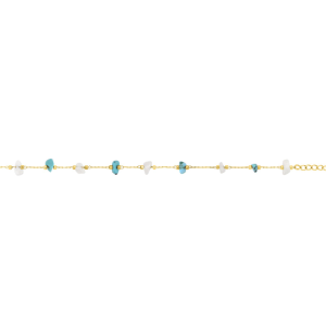 Bracelet Femme Acier Doré, Détails Pierre Bleu