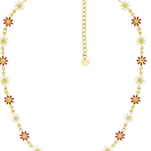 Collier Femme Acier Doré à Fleurs
