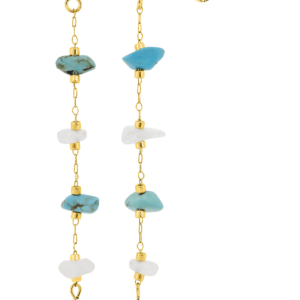 Boucles d&rsquo;oreilles Femme Acier Doré, Détails Pierre Bleu