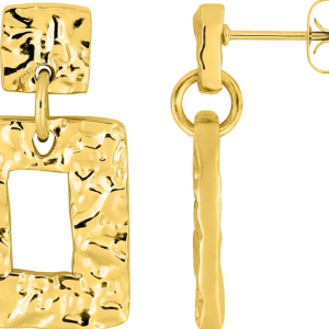 Boucles d&rsquo;oreilles  Acier Doré, Rectuangulaire